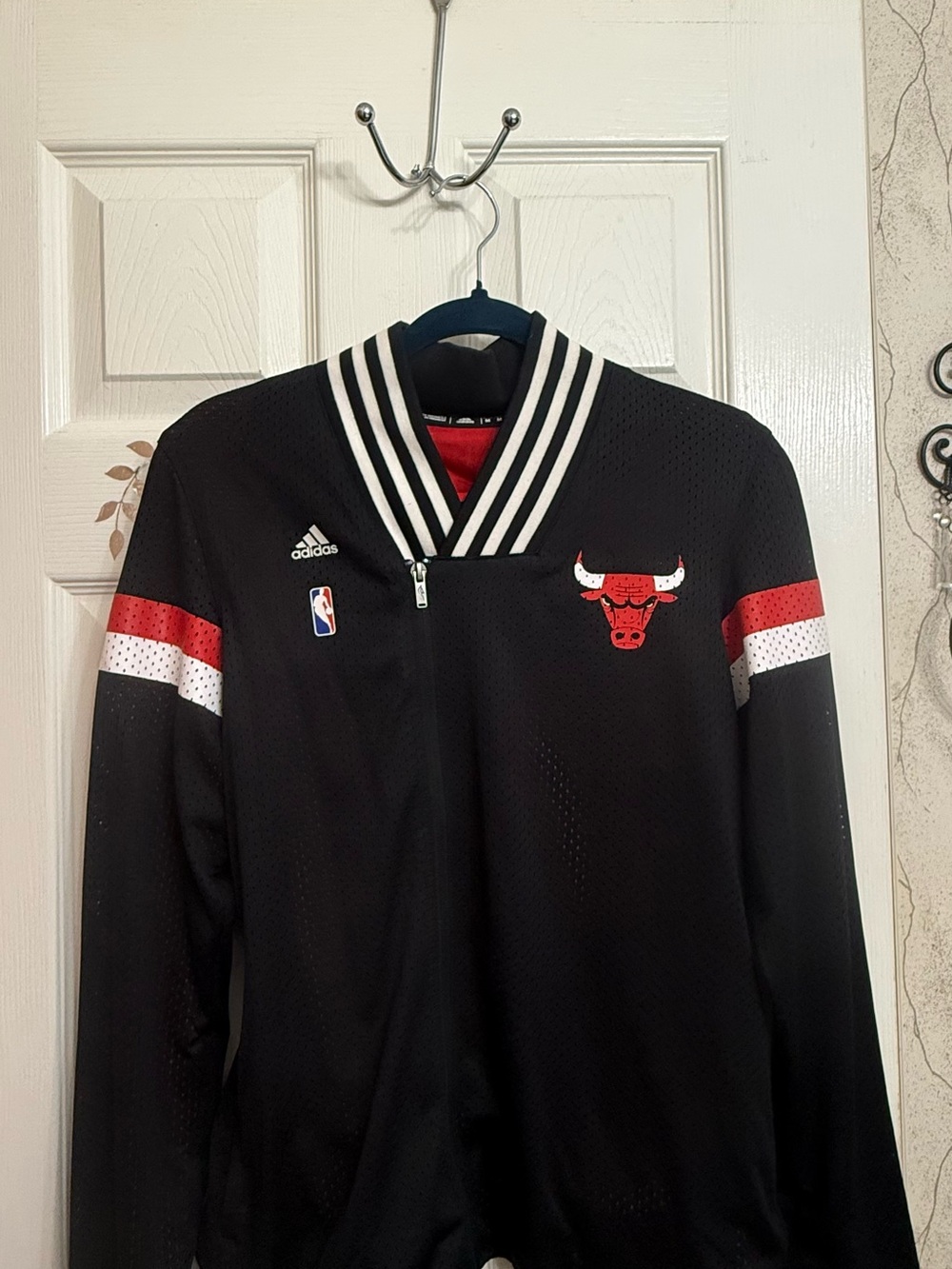 adidas Chicago Bulls Black Red White Warm-Up Jacket